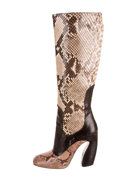 white prada platform boots|Prada snakeskin boots.